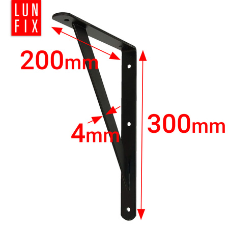 Držák police na zeď 30x20cm černý