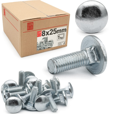 Pozinkovaný zámkový šroub M8x25-25 s hříbkovou hlavou