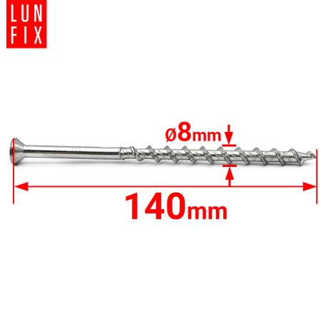 Vruty na beton 8x140 se zápustnou hlavou TX30 50 kusů