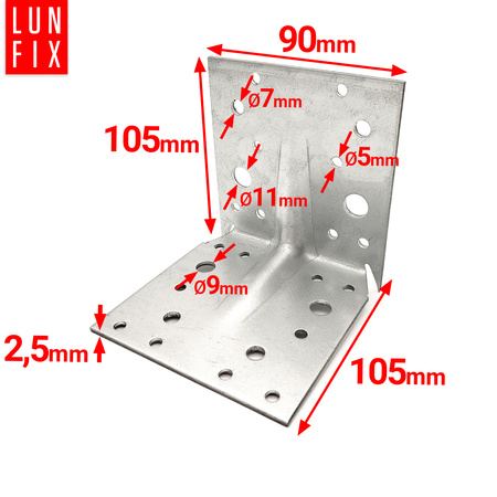 Úhelník s hrotem 105x105x90x2,5 tesařský 10 ks