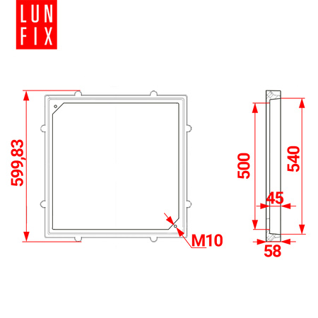 Poklop šachty, víko 50x50 cm, černý