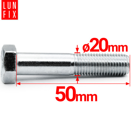 Metrický šroub M20x50 částečný závit DIN 931 třída 5.8 pozink. 1kg