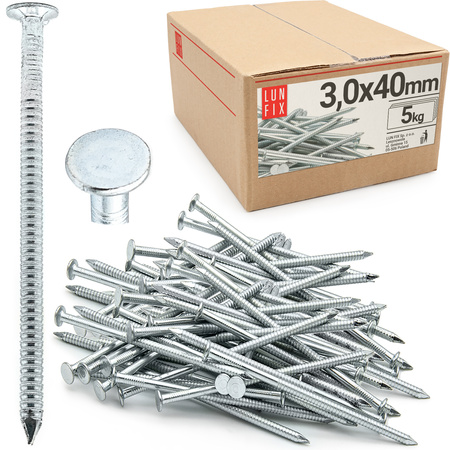 Vroubkované hřebíky 3x40 mm pozinkované 5 kg