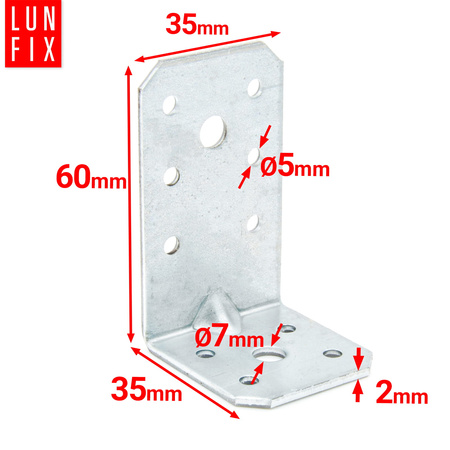 Úhelník s prolisem 60x35x35x2 KPL11 (10 ks)