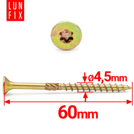 Tesařský vrut se zápustnou hlavou 4,5x60 200 ks.