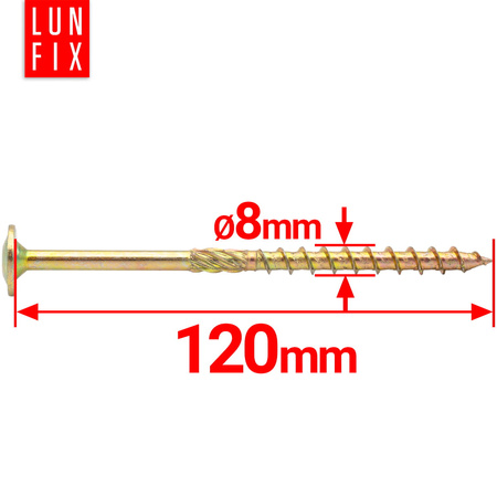 Tesařský talířový vrut 8x120 do dřeva WKCP 50ks.