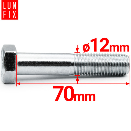 Metrický šroub M12x70 částečný závit DIN 931 třída 8.8 pozink. 1kg