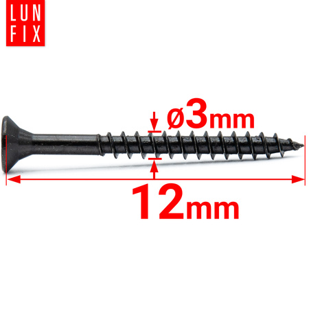 Vrut se zápustnou do dřeva 3x12 černý pozink 1kg