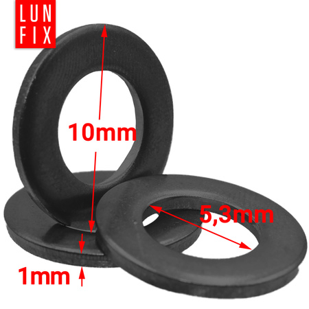 Plochá podložka M5 černý pozink DIN125 10ks.