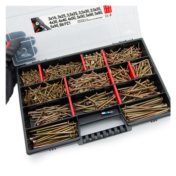 Sada montážních šroubů do dřeva 770ks + koncovka PZ1