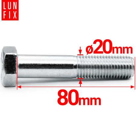 Metrický šroub M20x80 částečný závit DIN 931 třída 5.8 pozink. 1kg