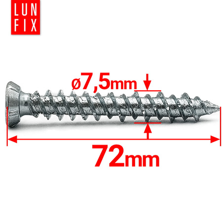 Vrut na okenní a dveřní rám 7.5x72 pozink 100 ks.