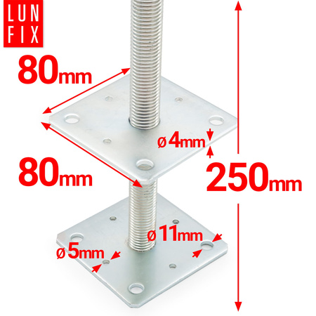 Šroubovací kotevní patka s závitem 80x80x250