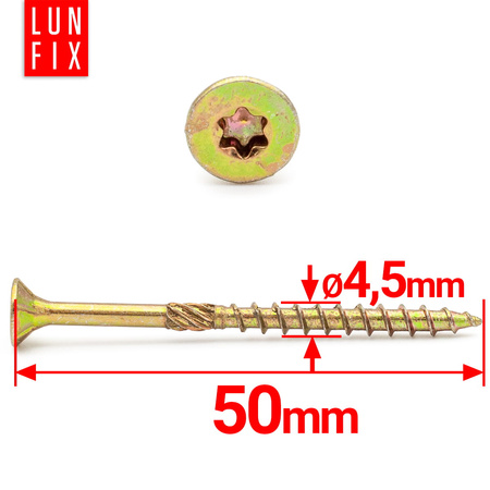 Tesařský vrut se zápustnou hlavou 4,5x50 200ks.