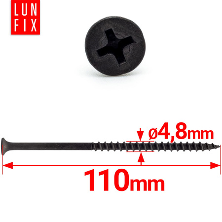 Vruty do sádrokartonu 4,8x110 do dřeva 200ks.