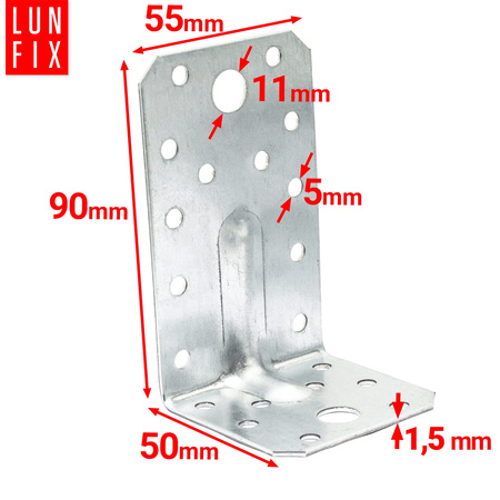 Úhelník s prolisem 90x50x55x1,5 KPS3 (10 ks)