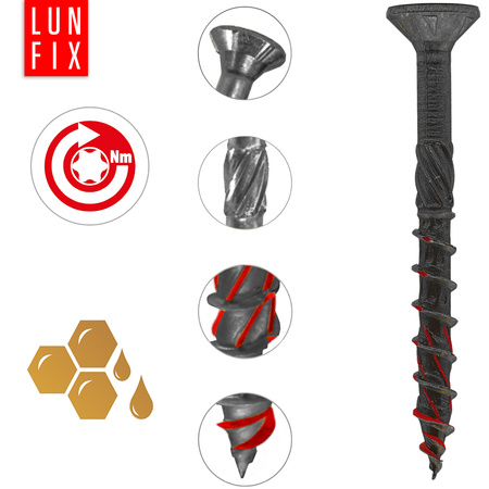 Tesařské černé šrouby 3,5x25 se zapustnou hlavou pozinkované 100ks