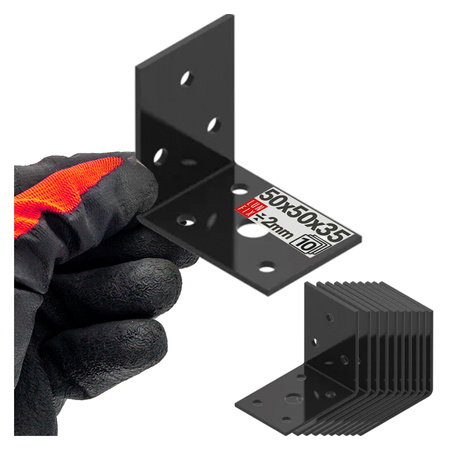 Černý montážní úhelník 50x50x35x2 10ks.