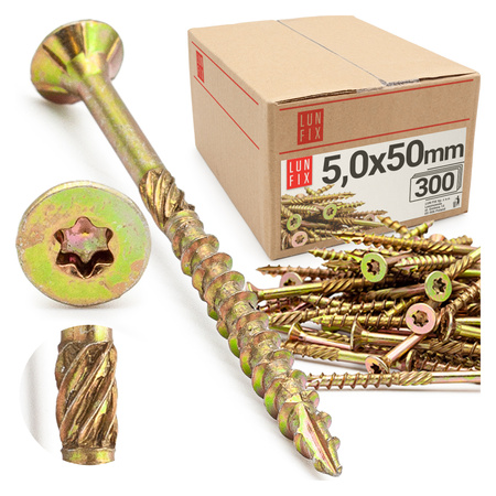 Tesařský vrut se zápustnou hlavou 5x50 300ks.