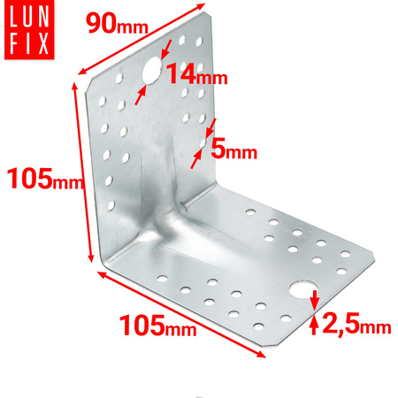 Úhelník s prolisem KP2 105x105x90x2,5 1 ks.