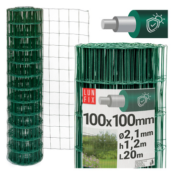 Zelené svařované pletivo poplastované role 20m oko 100x100 drát 2,1 mm výška 1,2m