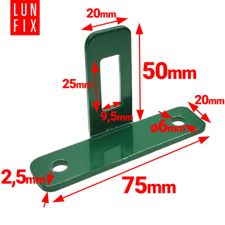 Příchytka typu T na plotové panely zelená 1ks.