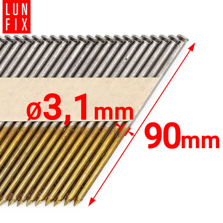 Hřebíky do hřebíkovačky 90mm 3,1x90 3,5'' hladké na papíře černé 2000ks.