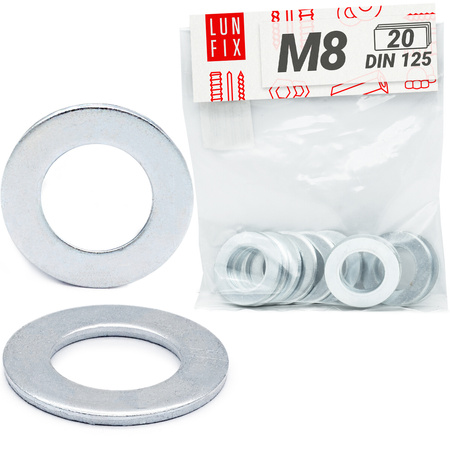 Plochá podložka M8 pozinkovaná DIN 125 20ks