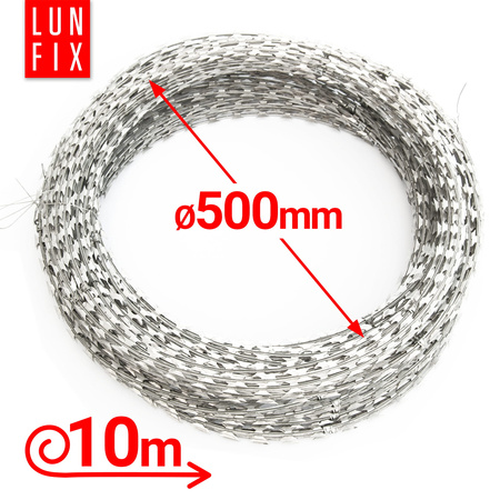 Žiletkový drát concertina 500mm 10 m