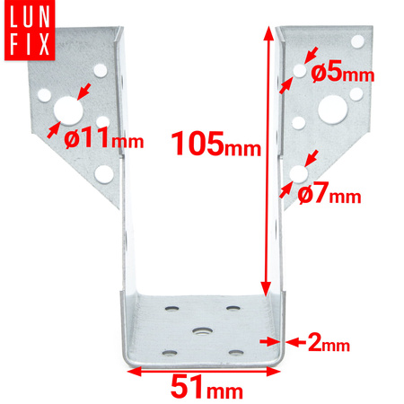 Závěs trámu 51x105 mm spojovací botka WB51
