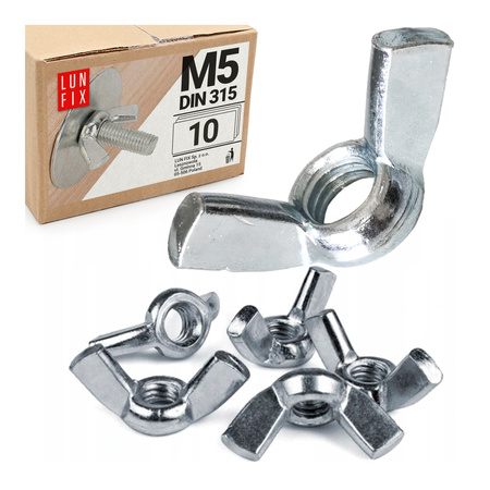 Křídlová matice M5 DIN315 pozink 10ks.