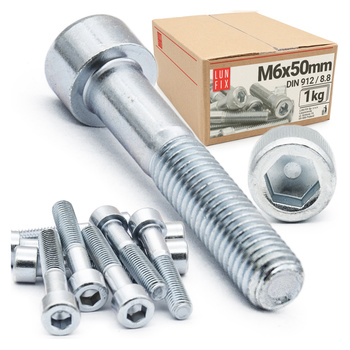 Šroub s válcovou hlavou M6x50 vnitřní šestihran DIN912 třída 8,8 1kg