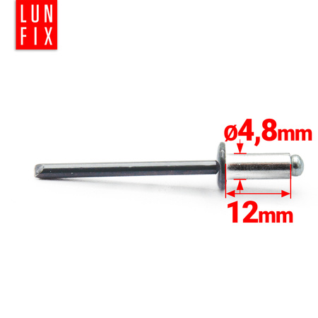 Nýt trhací 4,8x12mm hliník/ocel se zapuštěnou hlavou 100ks antracitový RAL7016