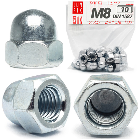 Klobouková matice M8 DIN 1587 pozinkovaná 10ks