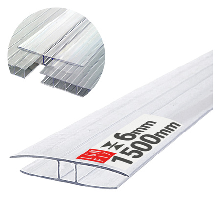 Spojovací profil H6 čirý pro polykarbonát 1,5 m