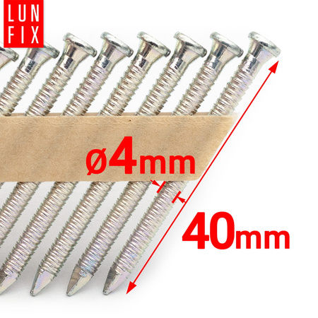 Hřebíky do hřebíkovačky 40mm 4x40 1,5'' ANCHOR na papíře pozinkované 1100ks.