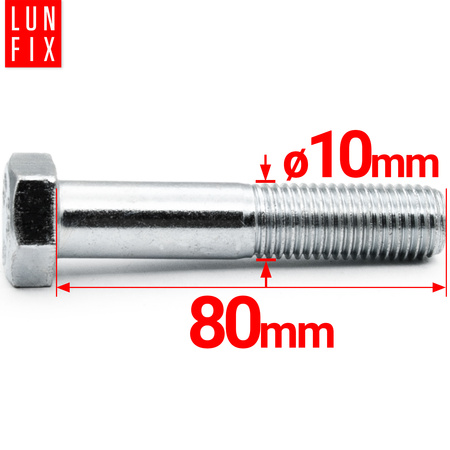 Metrický šroub M10x80 částečný závit DIN 931 třída 5.8 pozink. 1kg