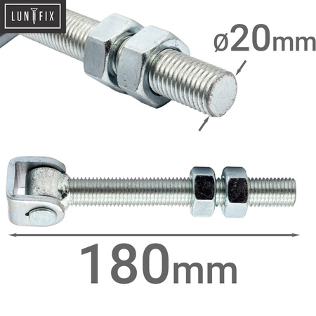 Nastavitelný závěs M20x180 mm dlouhý pro brany, branka a dveře