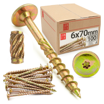 Tesařský talířový vrut 6x70 do dřeva WKCP 100ks.