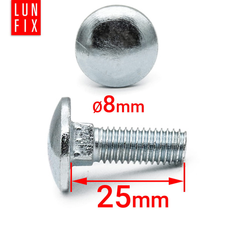 Pozinkovaný zámkový šroub M8x25-25 s hříbkovou hlavou