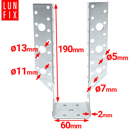 Závěs trámu 60x190 mm spojovací botka