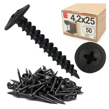 Šrouby na kov černé 4,2x25 s5 talířovou hlavou 50ks.