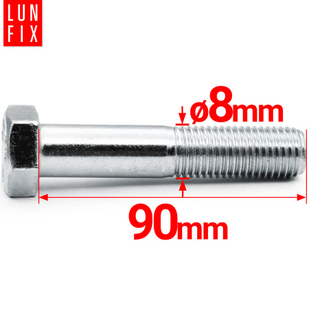 Metrický šroub M8x90 částečný závit DIN 931 třída 5.8 pozink. 1kg