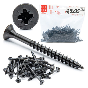 Vrut se zápustnou do dřeva 4,5x35 černý pozink 1kg