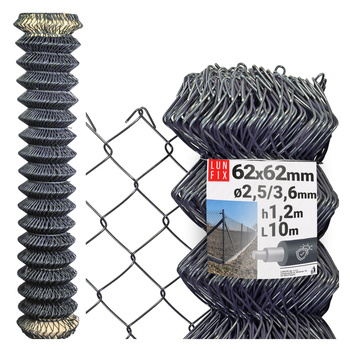 Šedé pletivo 125cm 62x62 fi 2,5/3,8mm pozinkované poplastované role 10m