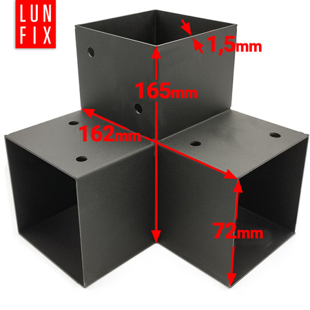 Spojka trámů Y 70x70mm čtvercová podpora 3 konce