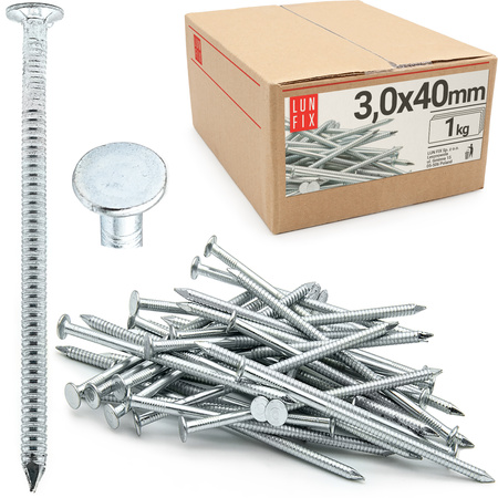 Vroubkované hřebíky 3x40 mm pozinkované 1 kg