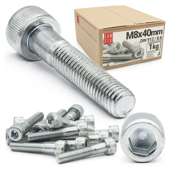 Šroub s válcovou hlavou M8x40 vnitřní šestihran DIN912 třída 8,8 1kg