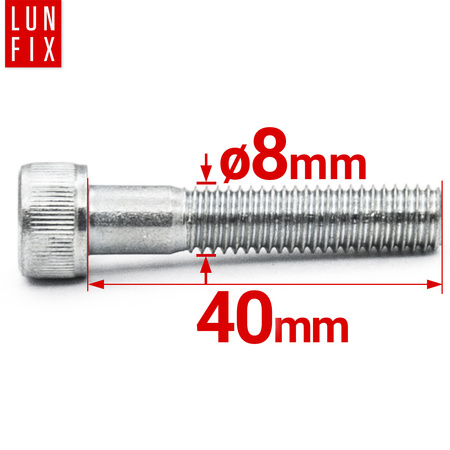 Šroub s válcovou hlavou M8x40 vnitřní šestihran DIN912 třída 8,8 1kg