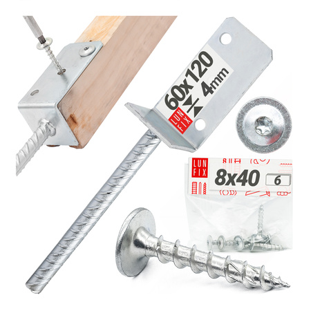 Kotevní patka typ L s závitem do betonu + šrouby